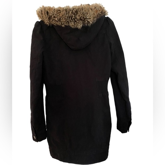 Roxy Faux Fur Lapel Utility Jacket Distressed Women SP Small Petite - Picture 6 of 9